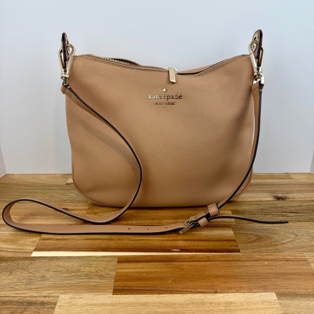 Kate Spade New York Rosie Beige Pebbled Leather Crossbody Bag Gold Tone Hardware
